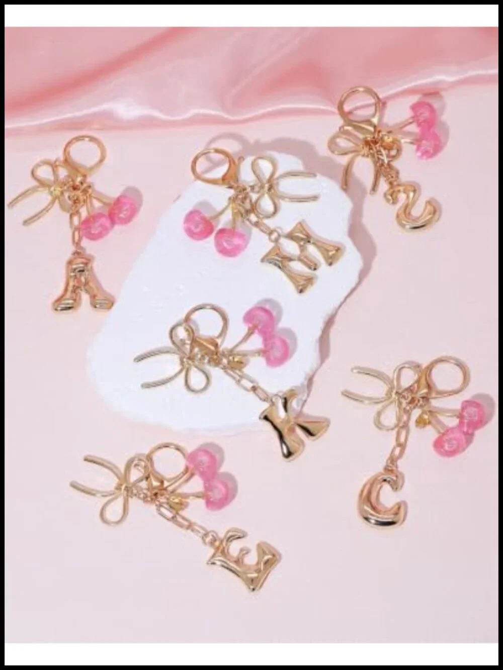3 Pack Floral Initial Keychains with Butterfly Tassel Charm - Metal Resin, Cute